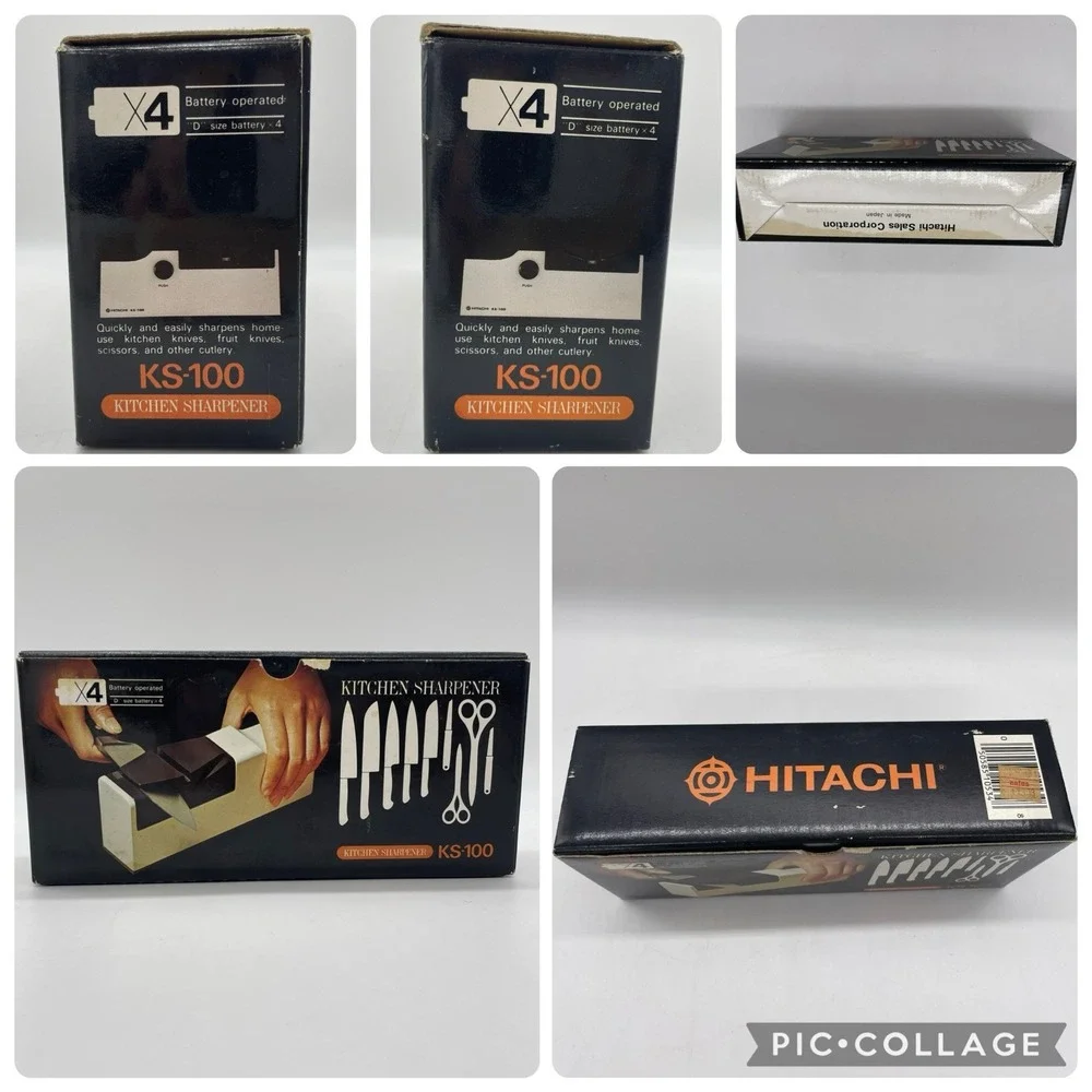 VTG Hitachi KS-100 Cordless Knife Sharpener White Battery‎ Operated Japan Tested